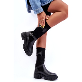 Women's black boots with a black sock 2