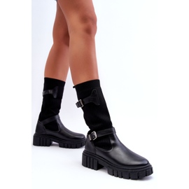 Women's black boots with a black sock 3