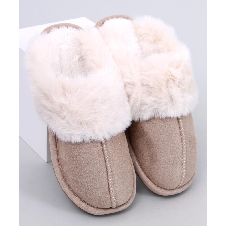 Otteys Beige women's slippers with fur 1