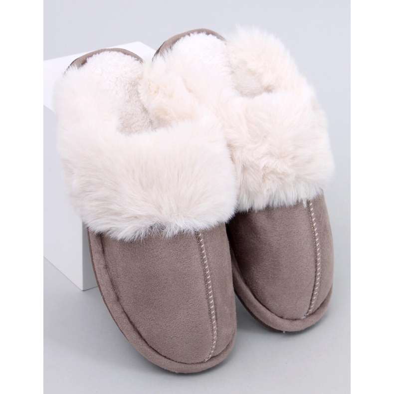 Otteys Mocca women's slippers with fur brown 1