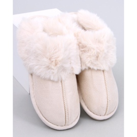 Otteys Ecru women's slippers with fur beige 1