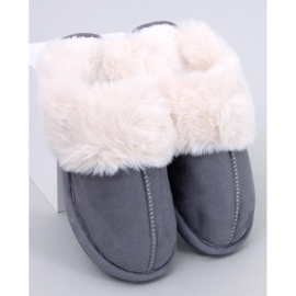 Otteys Gray women's slippers with fur grey 1