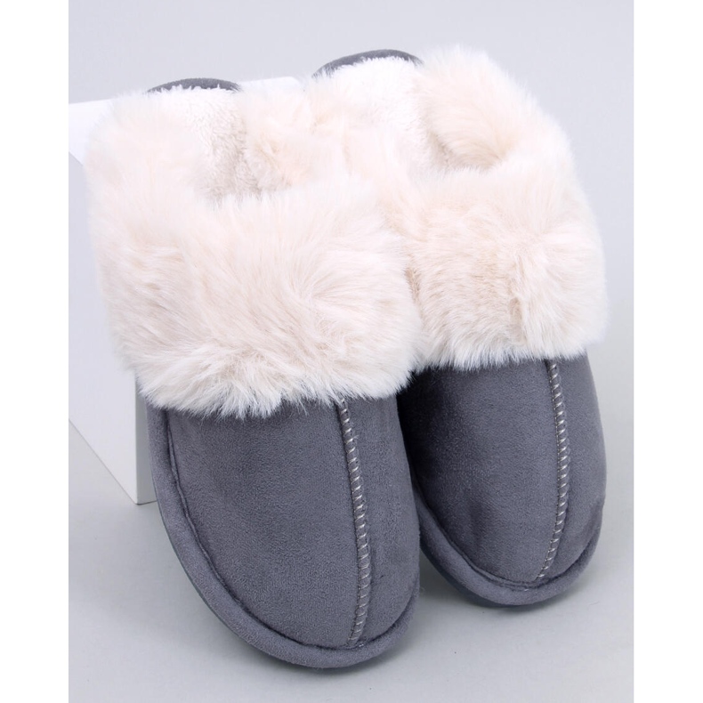 Otteys Gray women's slippers with fur grey 1