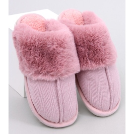 Allens Dusty Pink fur herringbone slippers 1