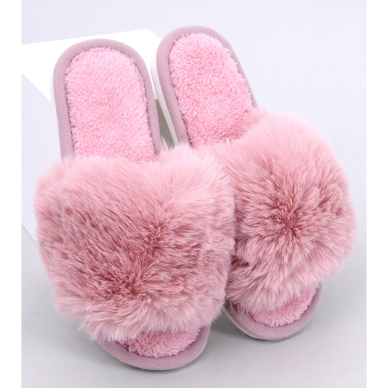 Kemars Pink fur open toe slippers 1