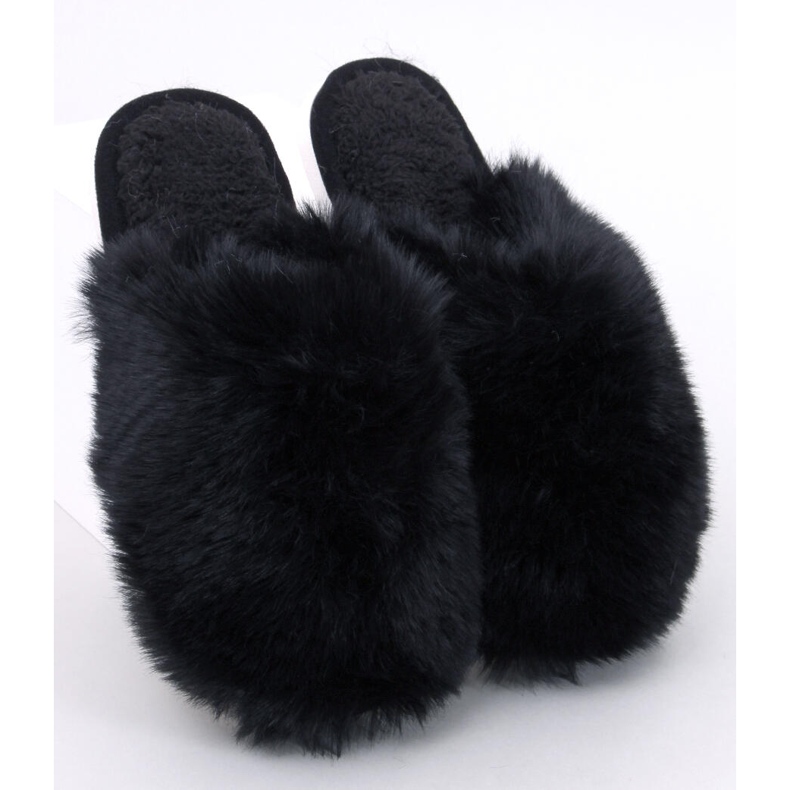 Calvert Black women's fur slippers 1