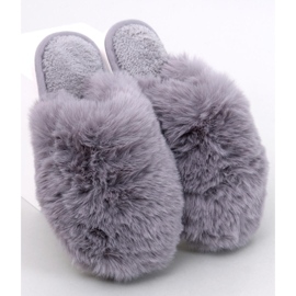 Calvert women's fur slippers, gray grey 1