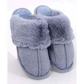 Gregory Blue herringbone men's slippers 1