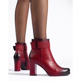 Red women's high-heeled boots by Daszyński 1