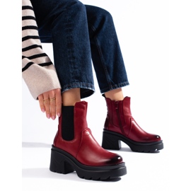 Red women's Chelsea boots from Daszyński 1