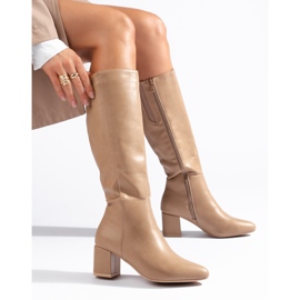 Beige high-heeled boots by Daszyński 1