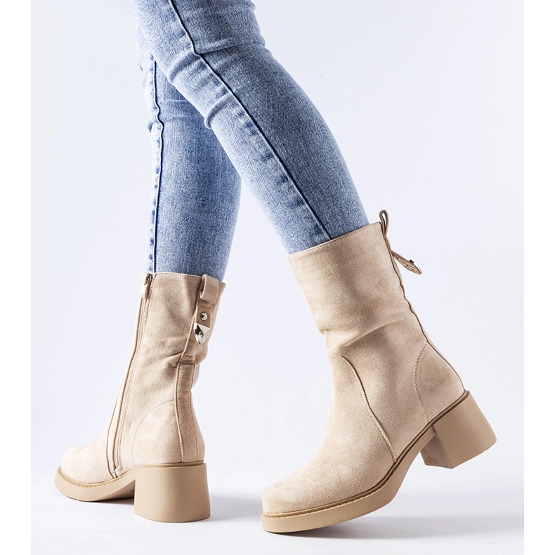 Beige eco-suede ankle boots from Agordino black 1