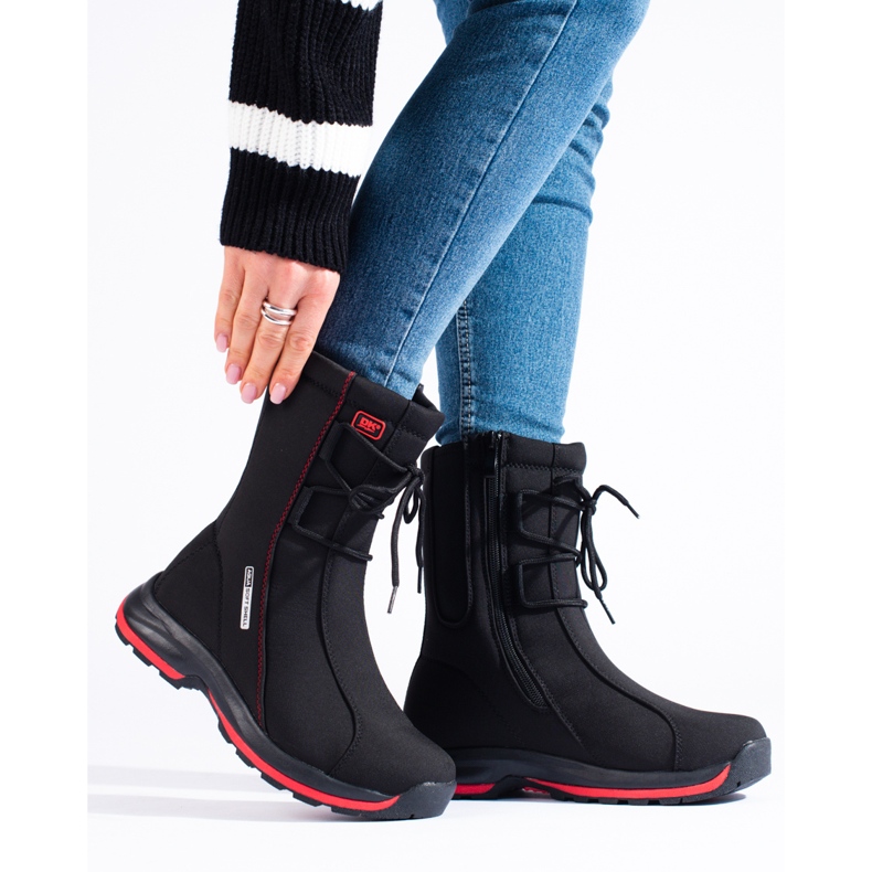 Women's trekking shoes with a DK sheepskin coat black 1