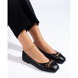 Women's openwork black ballerinas with a chain Shelovet 1