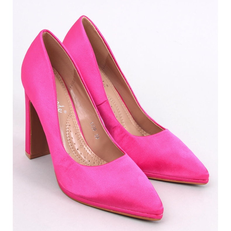 Satin pumps with wide heels Olivv Fuchsia pink 1