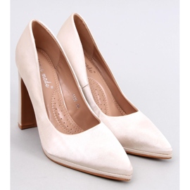 Satin pumps with wide heels Olivv Beige 1