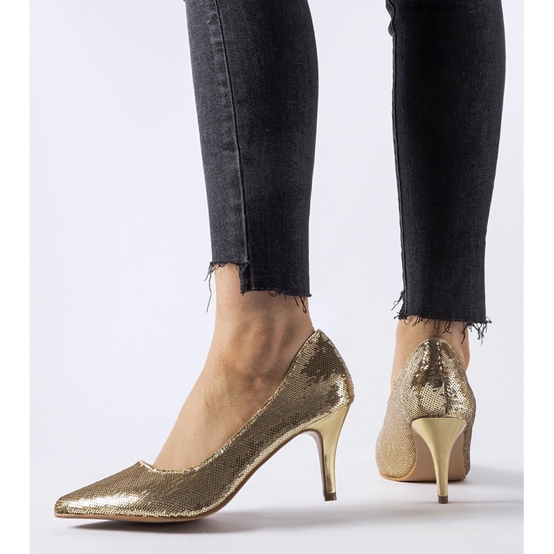 Ernesto gold sequin stiletto pumps golden 1