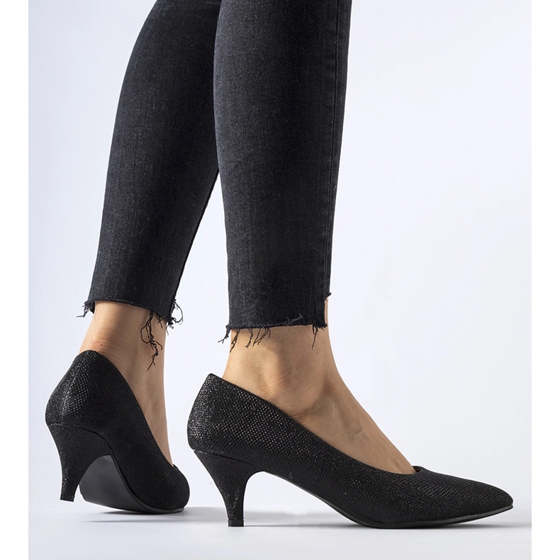 Pescara black brocade low pumps 1