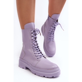 Women's Worker Boots, Eco-leather, Purple Irande 1