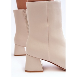 High-heeled ankle boots with decoration, light beige Adinah 1