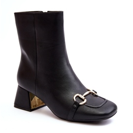 Black Adinah High Heel Ankle Boots With Decoration 2