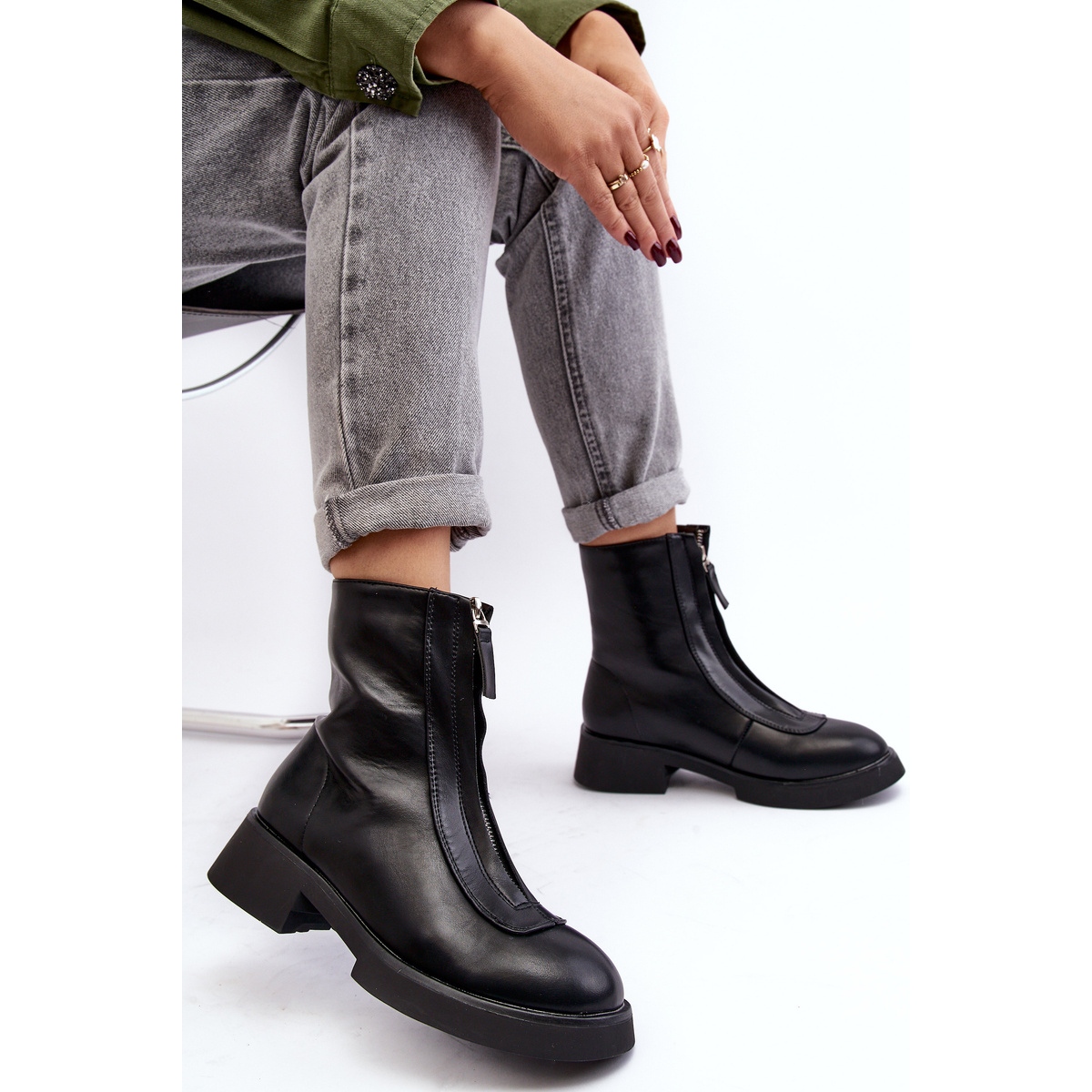 Boots Outfit Women's Flat Black Ankle Boots Flat Black Ankle