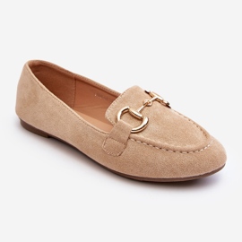 Women's Moccasins With Beige Eco-Suede Decoration Winalita 1 Women's Moccasins With Beige Eco-Suede Decoration Winalita 1