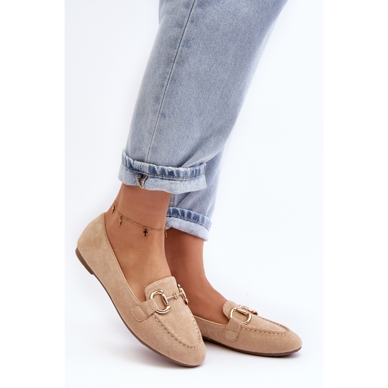 Women's Moccasins With Beige Eco-Suede Decoration Winalita 2 Women's Moccasins With Beige Eco-Suede Decoration Winalita 2