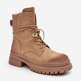 Women's Trapper Ankle Boots On A Thick Sole, Beige Narelona 2