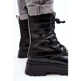 Women's Worker Boots With Decorative Embossing Black Tarolia 1
