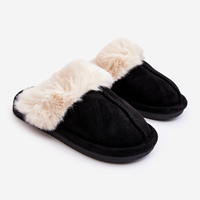 Black Befana children's slippers with fur 1 Black Befana children's slippers with fur 1