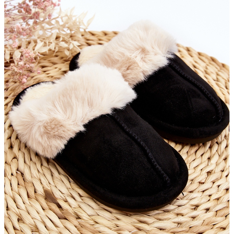 Black Befana children's slippers with fur 2 Black Befana children's slippers with fur 2
