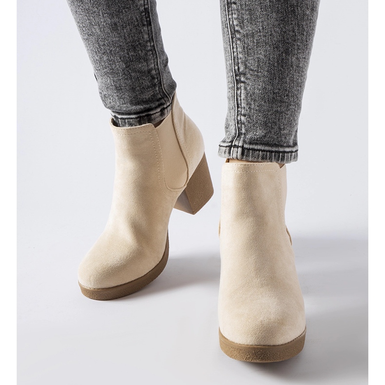 Beige slip-on ankle boots from Trevano 1