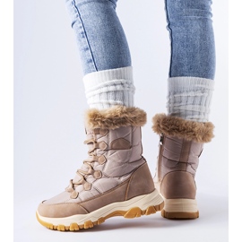 Beige insulated lace-up snow boots by Albaneto 1