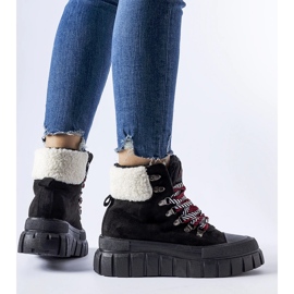 Black insulated sneakers on the Ottiol platform 1