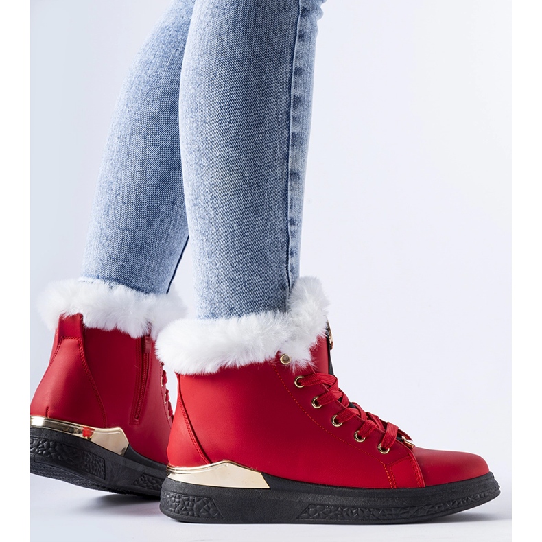 Red sneakers with white fur from Fiemme 1