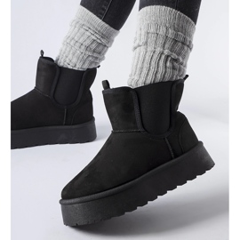 Black snow boots with elastic bands on the sides by Bertino 1