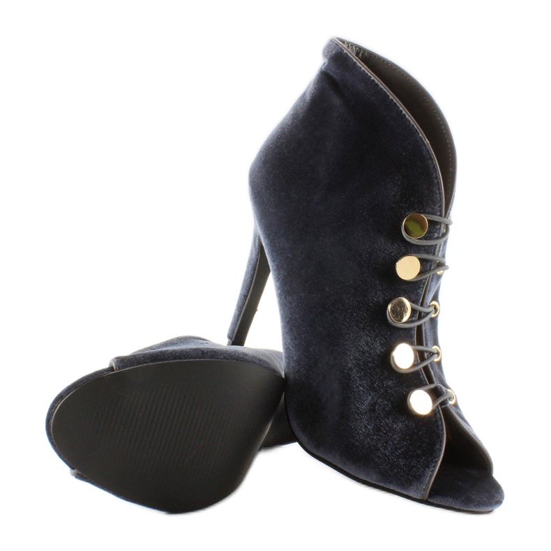 Open toe velvet pumps 1129 D. Gray grey 2