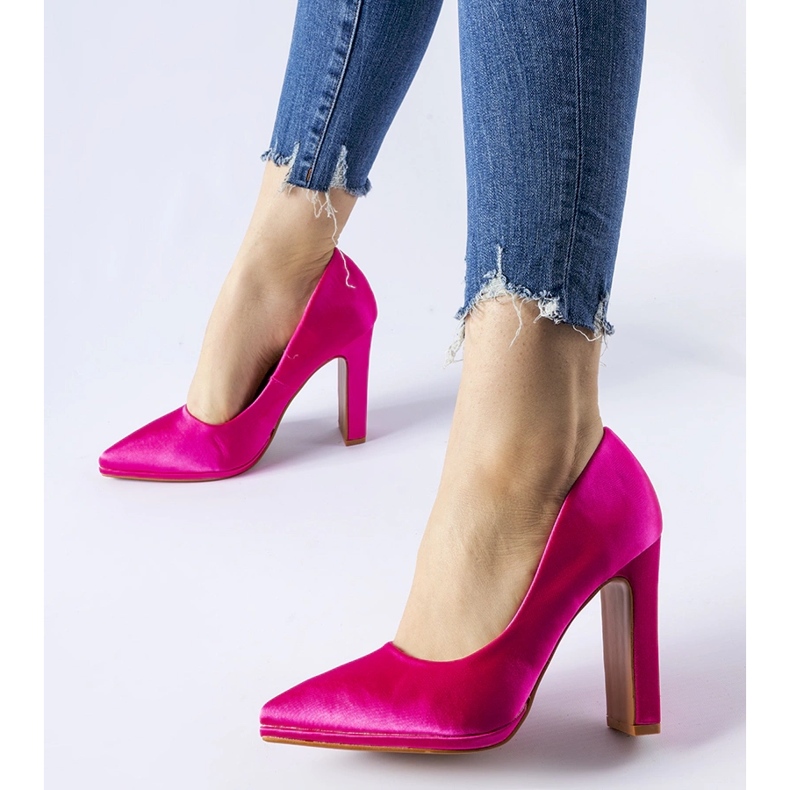 Pink satin stiletto pumps by Rivers 1 Pink satin stiletto pumps by Rivers 1