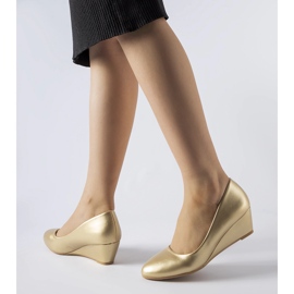 Houston's gold low wedge ballet flats golden 1