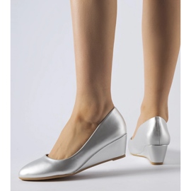 Houston silver low wedge ballet flats 1