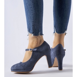 Navy blue high-heeled shoes with Serri fastening 1