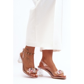 Pink Decorated High Heel Sandals S.Barski MR1037-16 1
