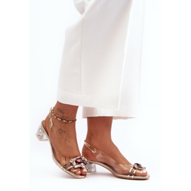 Low-heeled sandals, gold S.Barski MR1037-12 golden 1