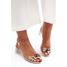 Low-heeled sandals, gold S.Barski MR1037-12 golden 2 Low-heeled sandals, gold S.Barski MR1037-12 golden 2