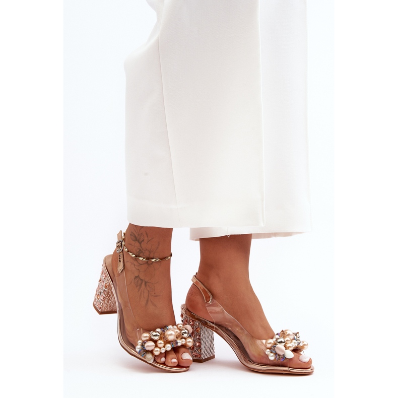 Transparent Stylish High Heel Sandals Rose Gold S.Barski MR1037-17 pink 1 Transparent Stylish High Heel Sandals Rose Gold S.Barski MR1037-17 pink 1