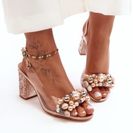 Transparent Stylish High Heel Sandals Rose Gold S.Barski MR1037-17 pink 2 Transparent Stylish High Heel Sandals Rose Gold S.Barski MR1037-17 pink 2