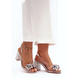 Transparent Stylish Sandals on a High Heel Silver S.Barski MR1037-17 1 Transparent Stylish Sandals on a High Heel Silver S.Barski MR1037-17 1