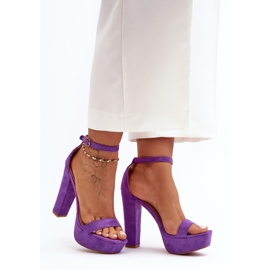 Comfortable suede sandals on a high heel, Purple Essence 1