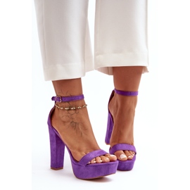 Comfortable suede sandals on a high heel, Purple Essence violet 2